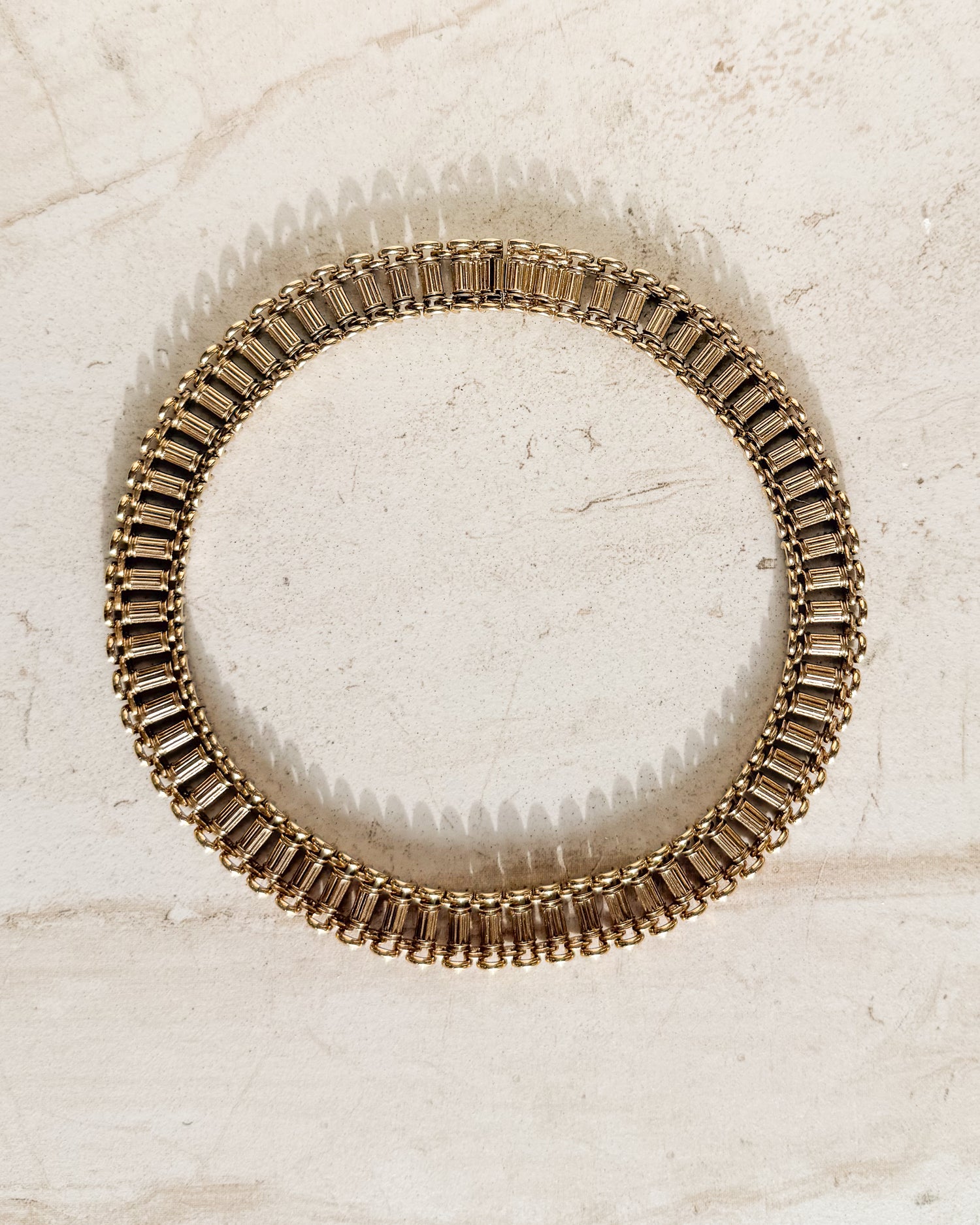 Vintage Signed gold-tone bullet link necklace