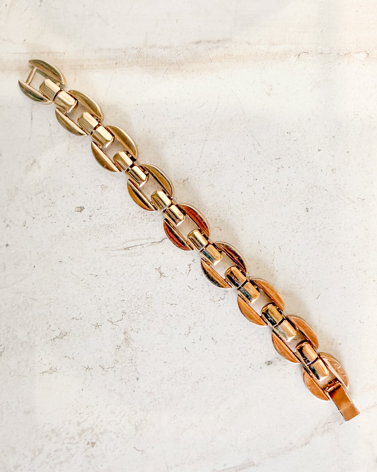 Vintage Gold-Plated Large Link Bracelet