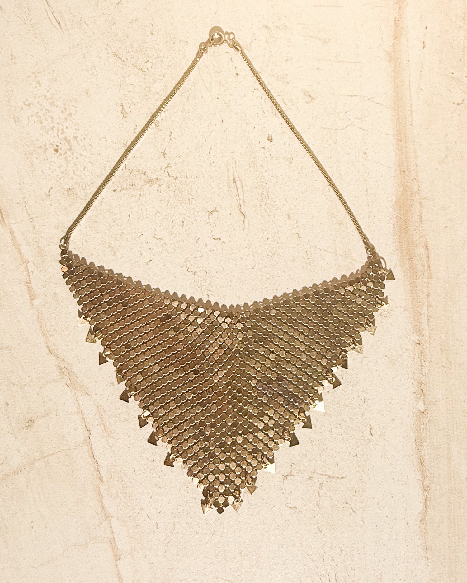Vintage Gold Mesh Bib Necklace
