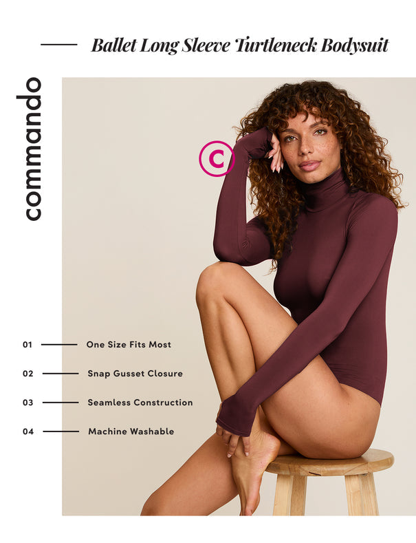 Ballet Long Sleeve Turtleneck Bodysuit Raisin