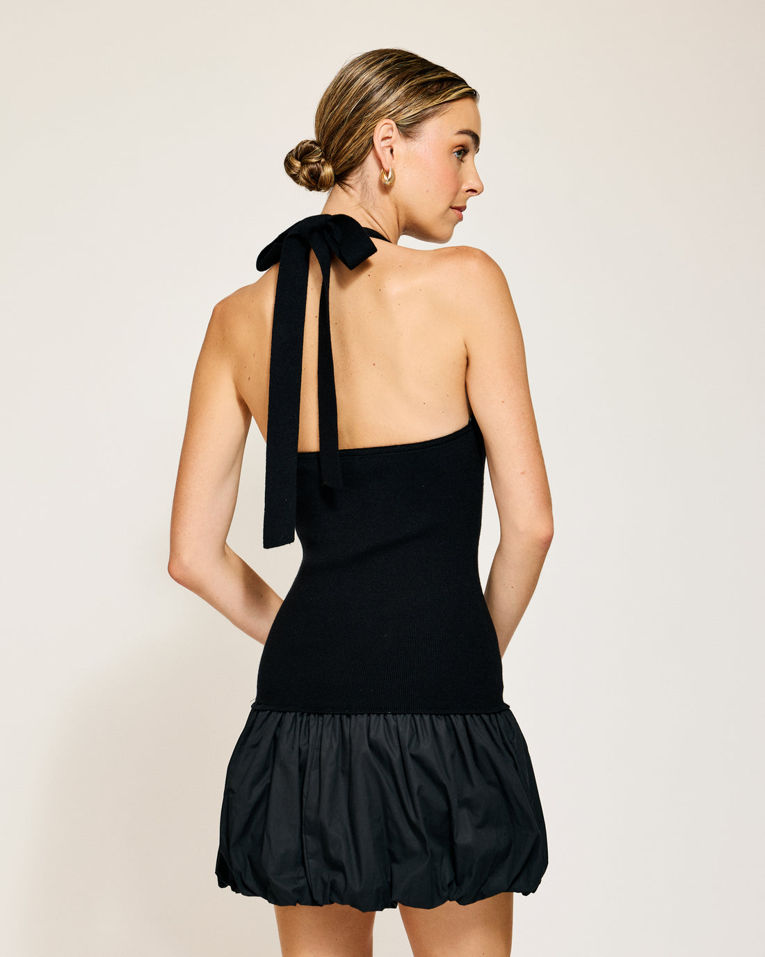 RAMONA MIX-MEDIA BALLOON MINI DRESS