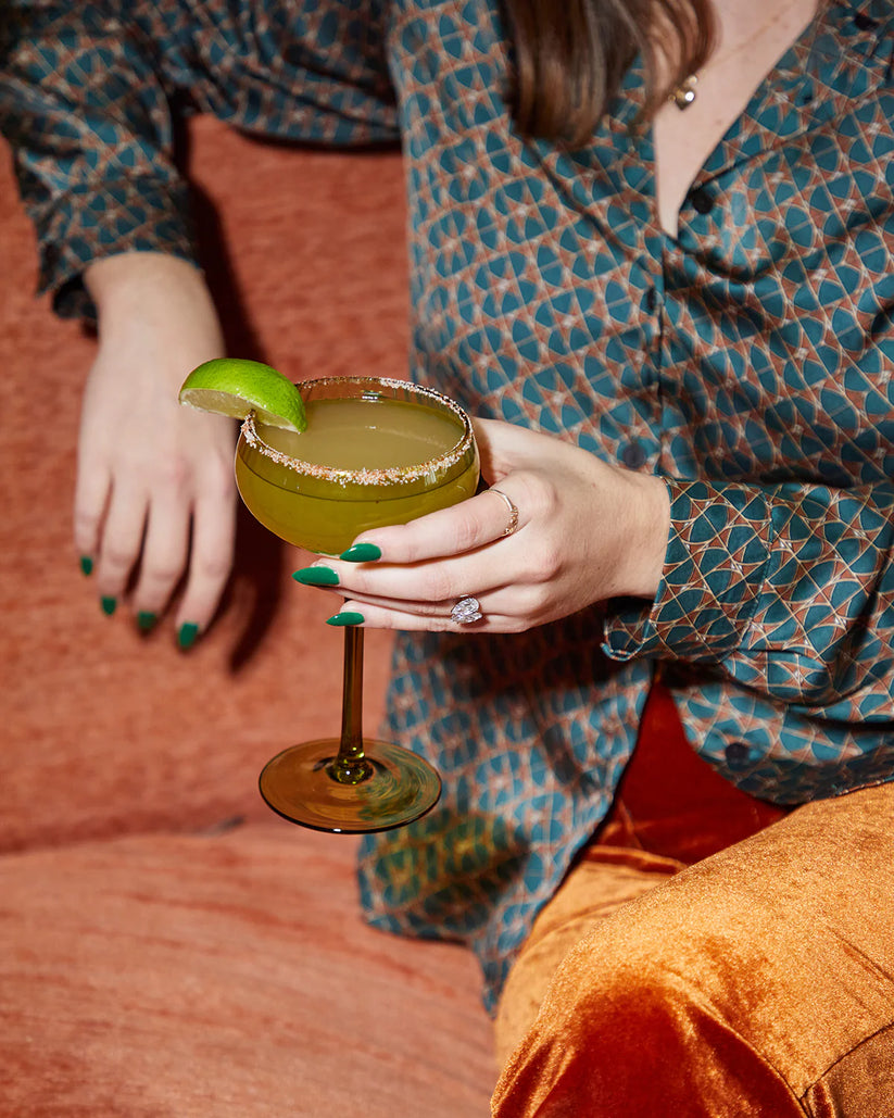 The Lou Coupe Glass in Olive (Set of 2)