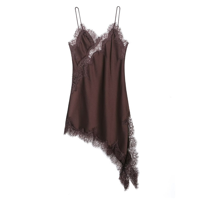 Lace-Trim Asymmetrical Cami Dress