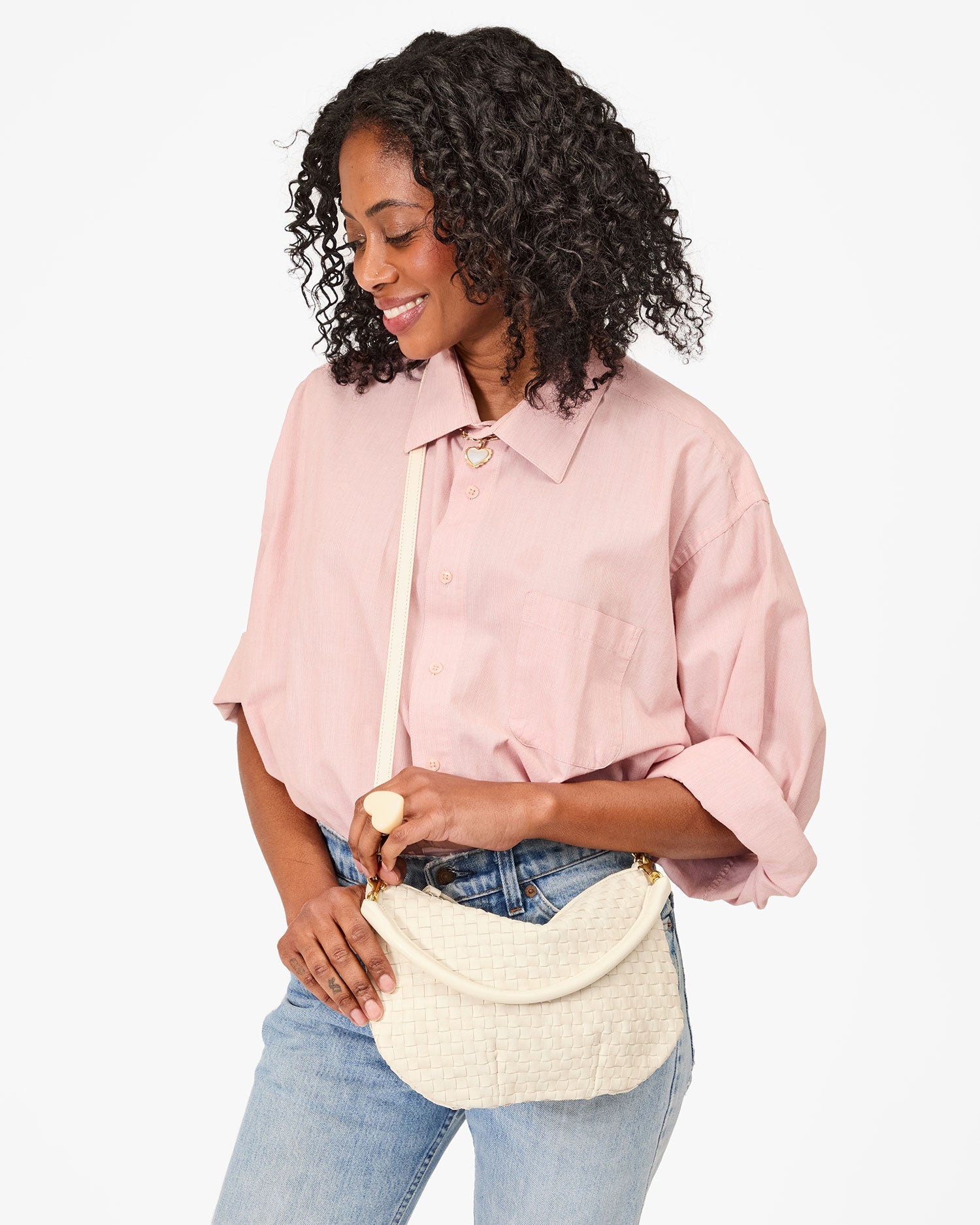 Petit Moyen Cream Woven Checker