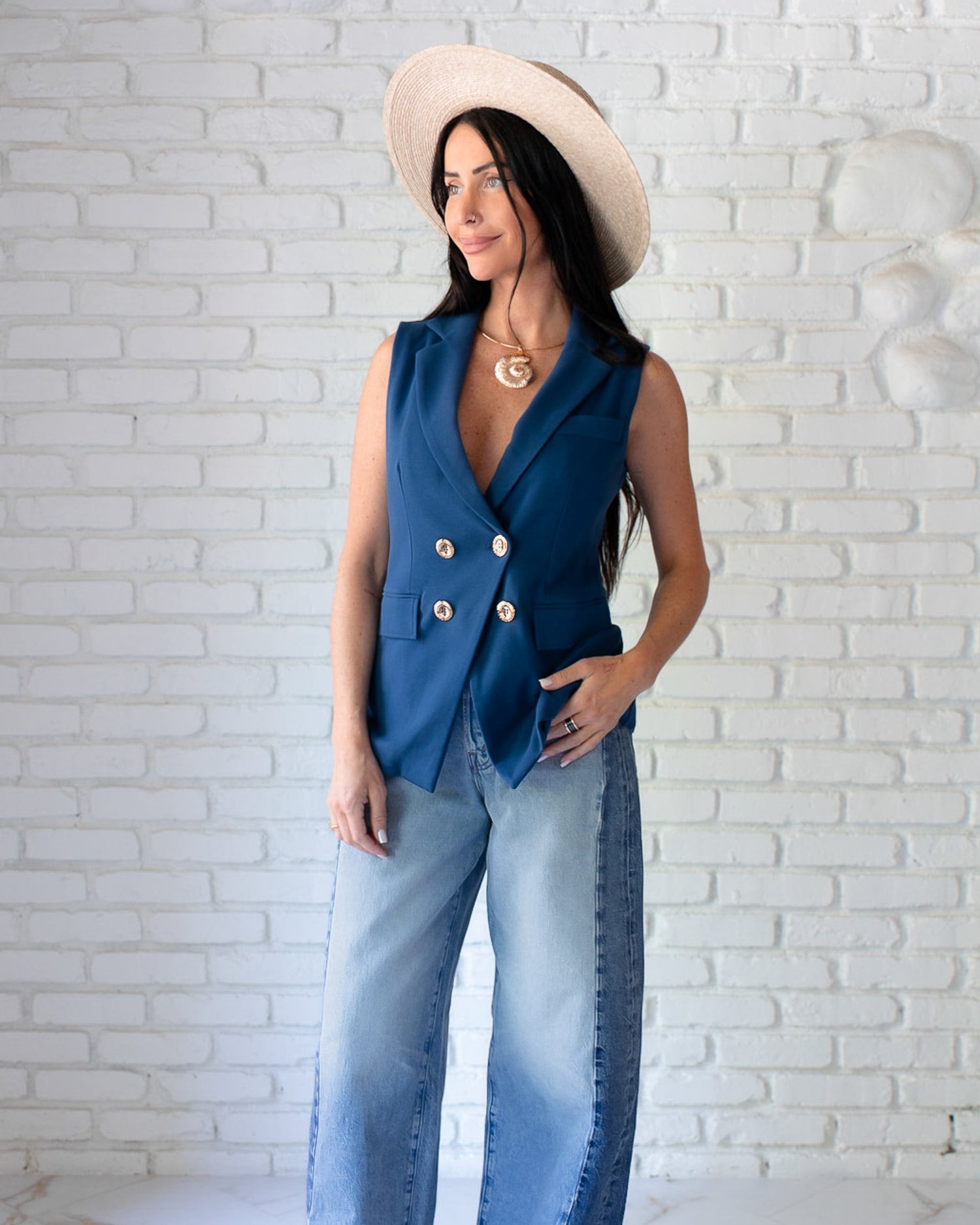 Vanessa Interlock Vest Sailor