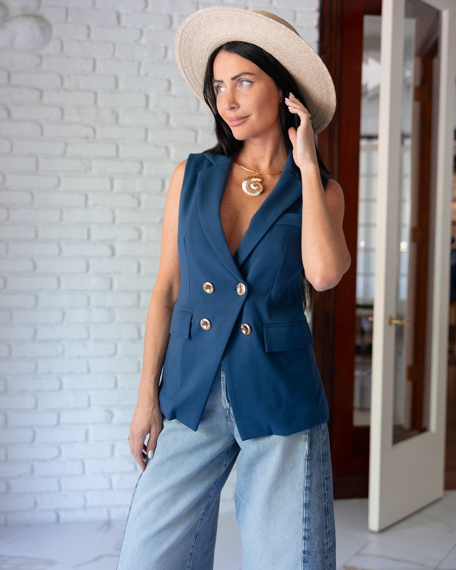 Vanessa Interlock Vest Sailor