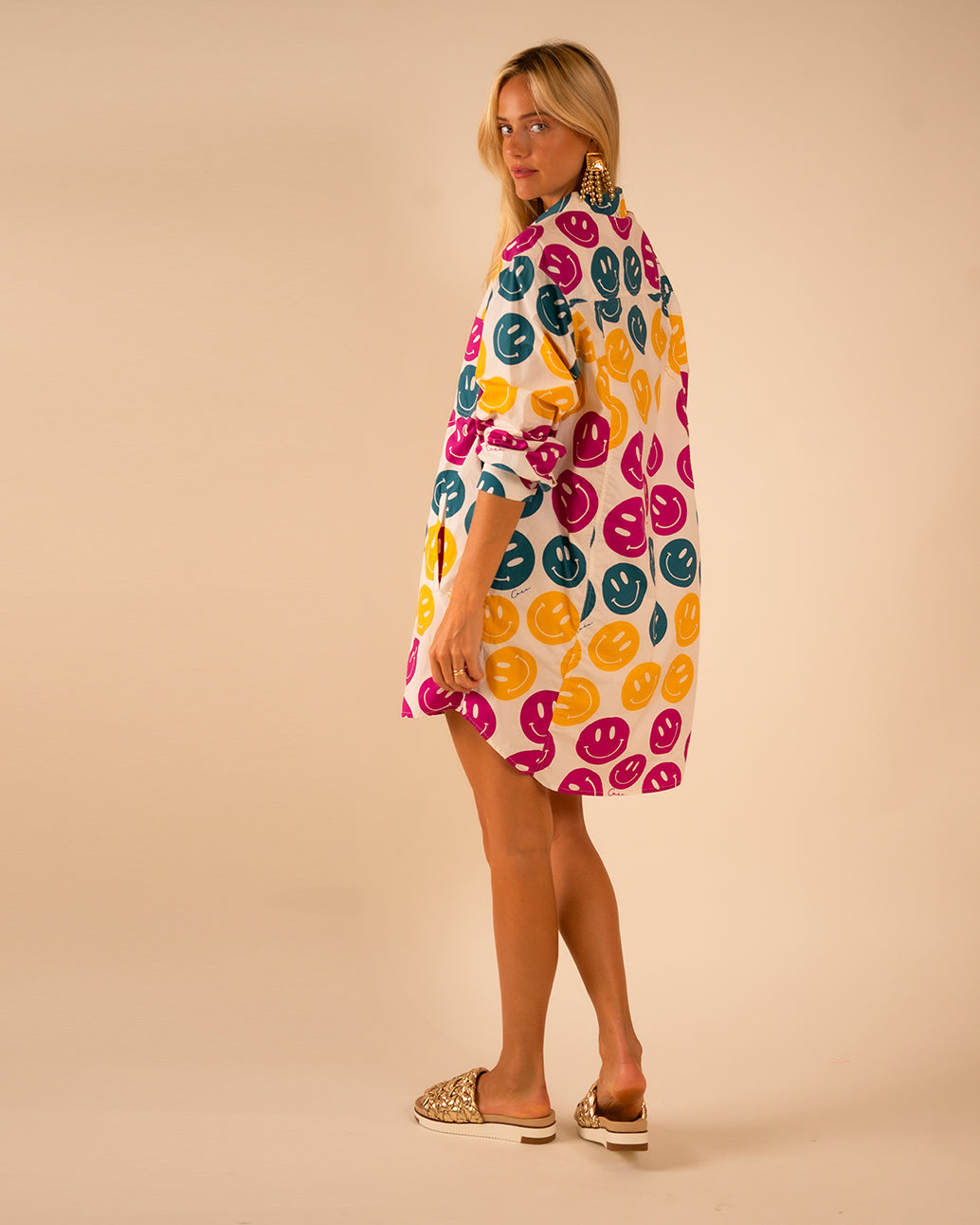Preslie Poplin Shirt Dress All Over Smiley
