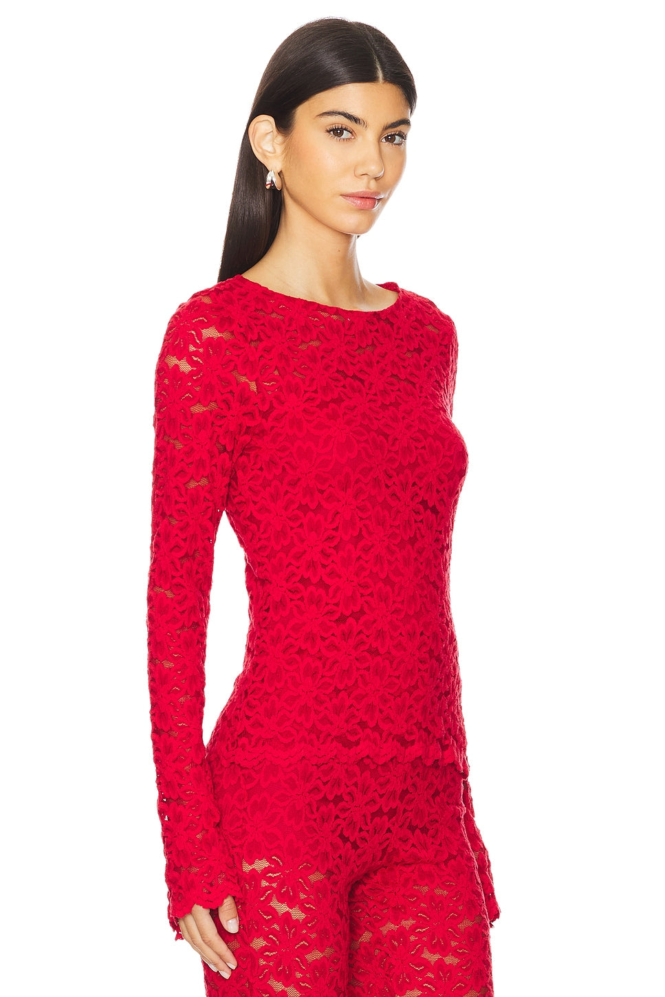 Bowie Top Radiant Red Lace