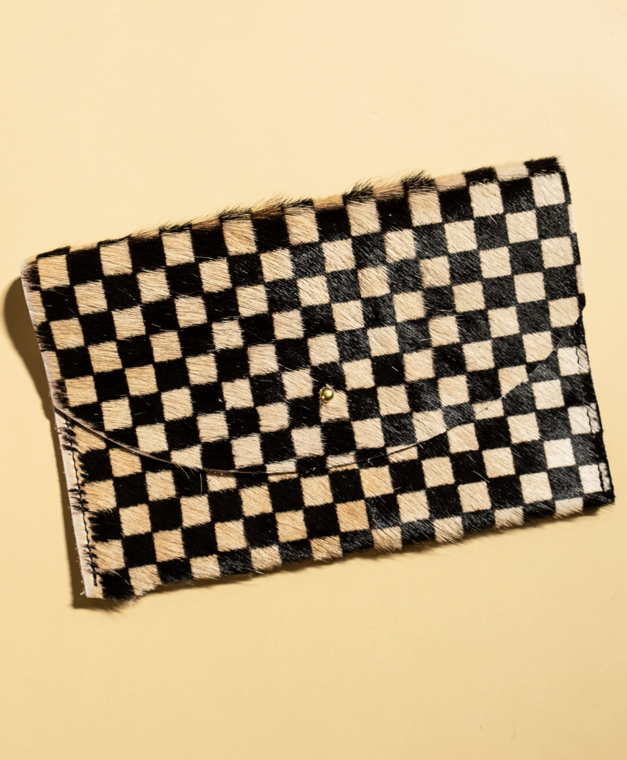 Envelope Pouch - Checkered Hair On Hide