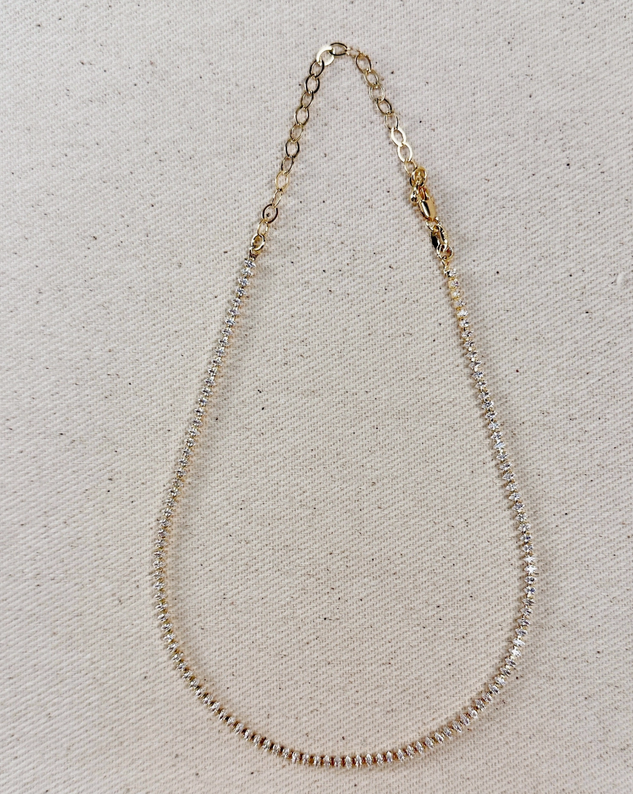 18k Gold Filled Marquise Tennis Necklace