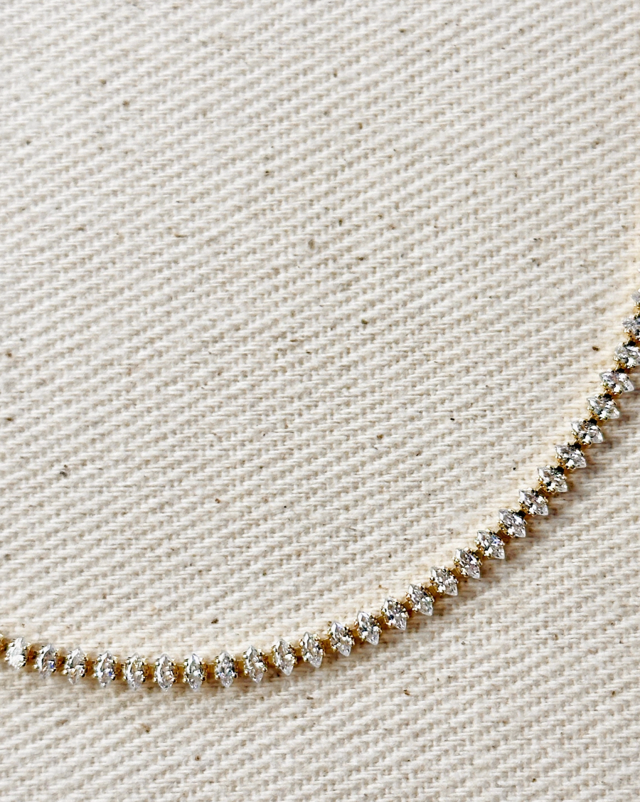 18k Gold Filled Marquise Tennis Necklace