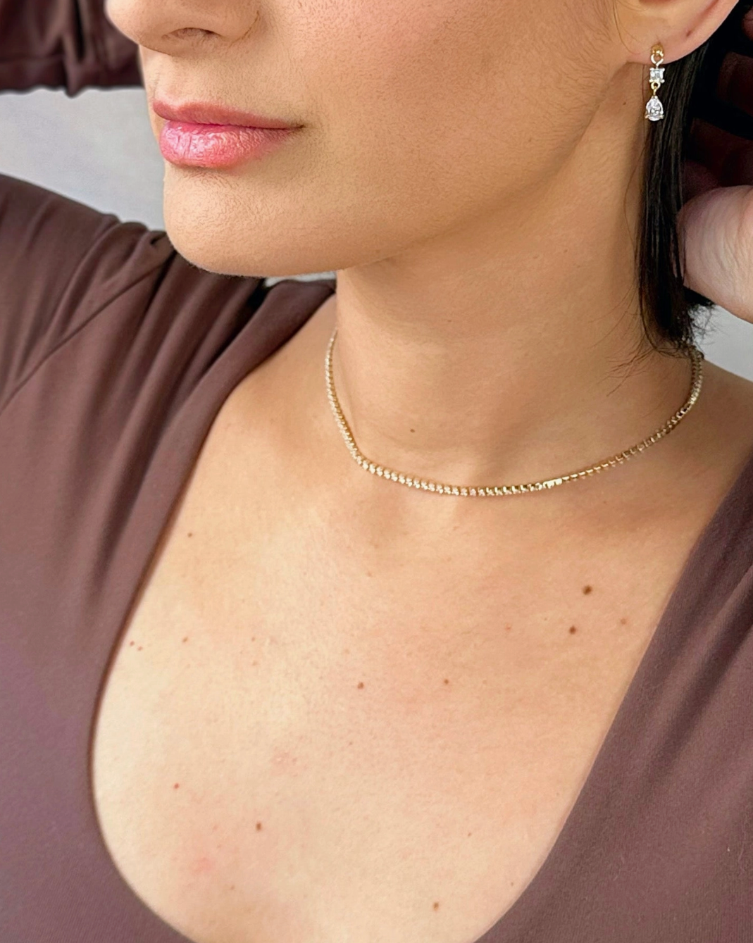 18k Gold Filled Marquise Tennis Necklace