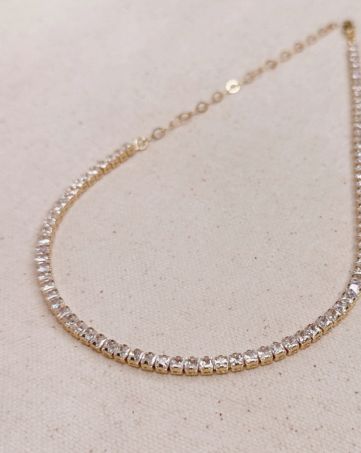 18k Gold Filled 3mm Cz Tennis Necklace
