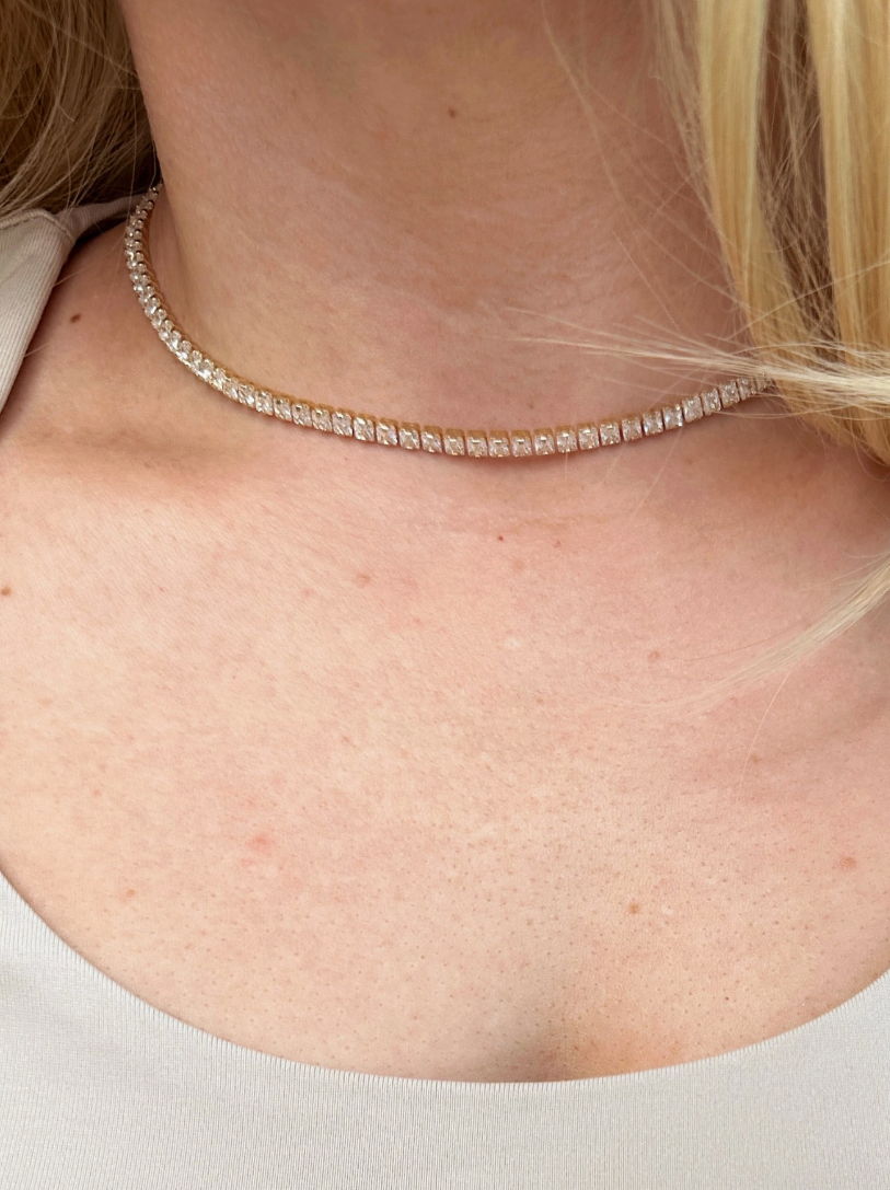 18k Gold Filled 3mm Cz Tennis Necklace