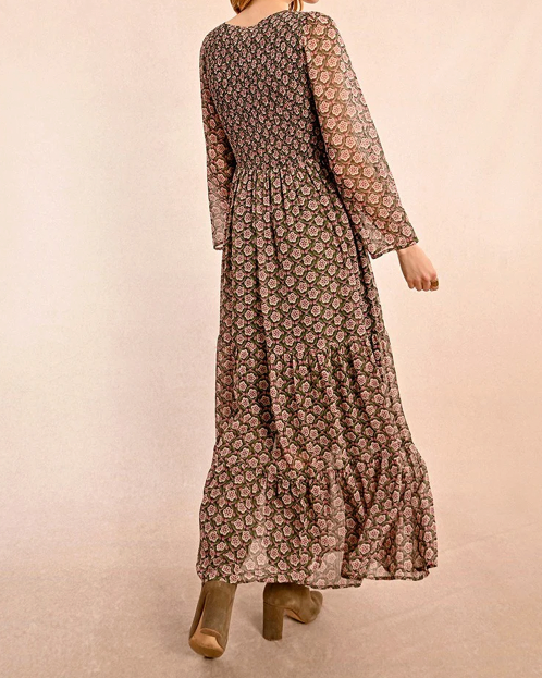 Kira LONG SMOCKED DRESS