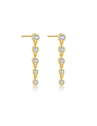 CZ Poppy Tennis Drop Stud Earrings waterproof