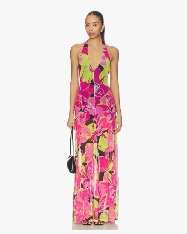 tucker silk maxi dress Womens Dresses Tucker Silk Dress Women's Colorful Swirl Satin Slip Dress  Adjustable Slit  Care