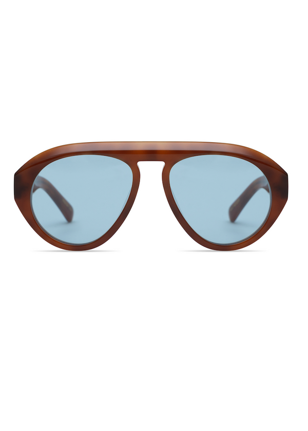 Val in Light Brown Tortoise Blue Lens