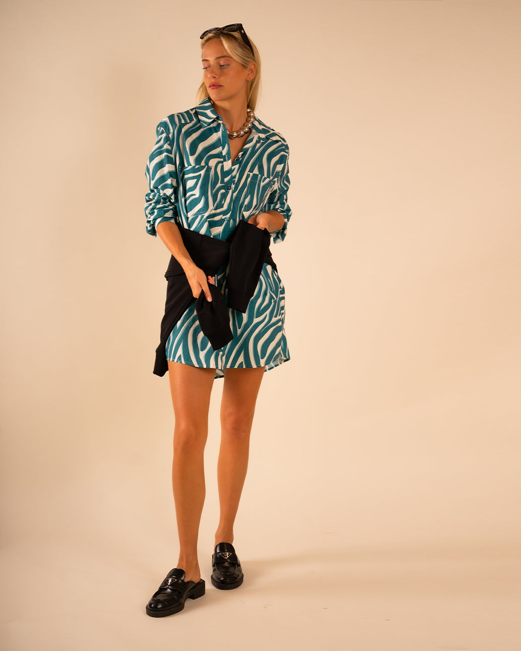 Preslie Poplin Shirt Dress Shaded Zebra