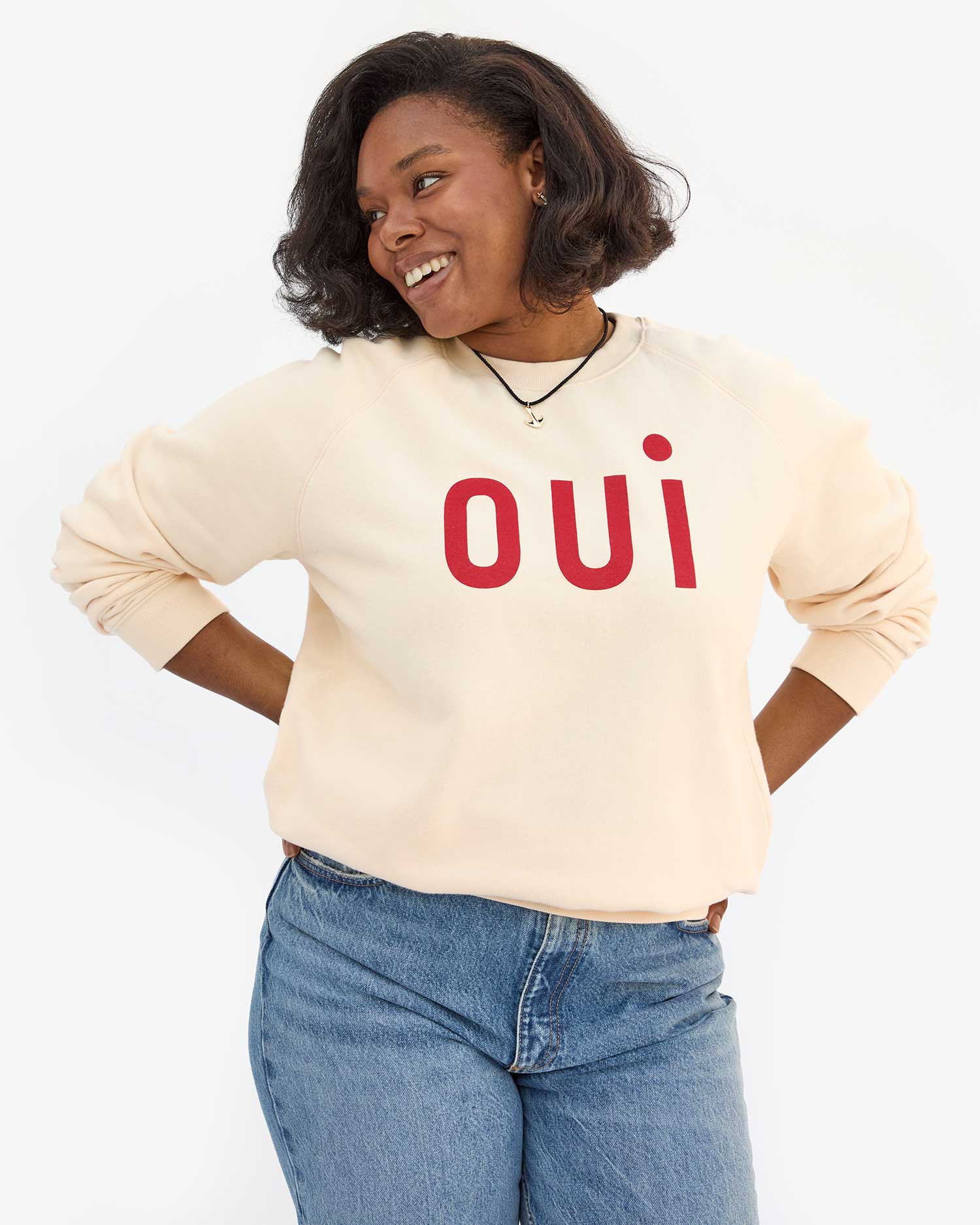 Sweatshirt Cream w/ Bright Poppy Oui