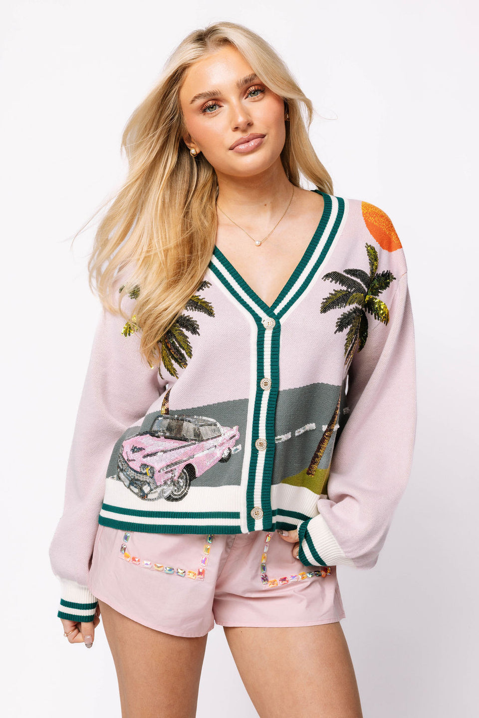 Vintage Palm Tree Scene Cardigan