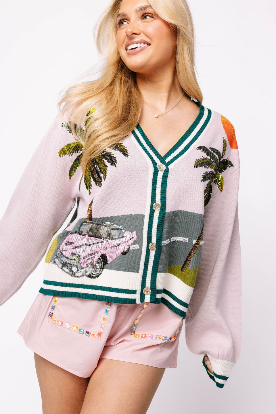Vintage Palm Tree Scene Cardigan