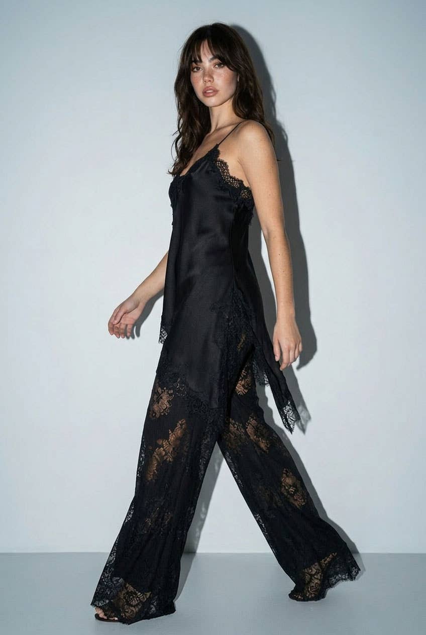 Satin Lace Trim Matching Set