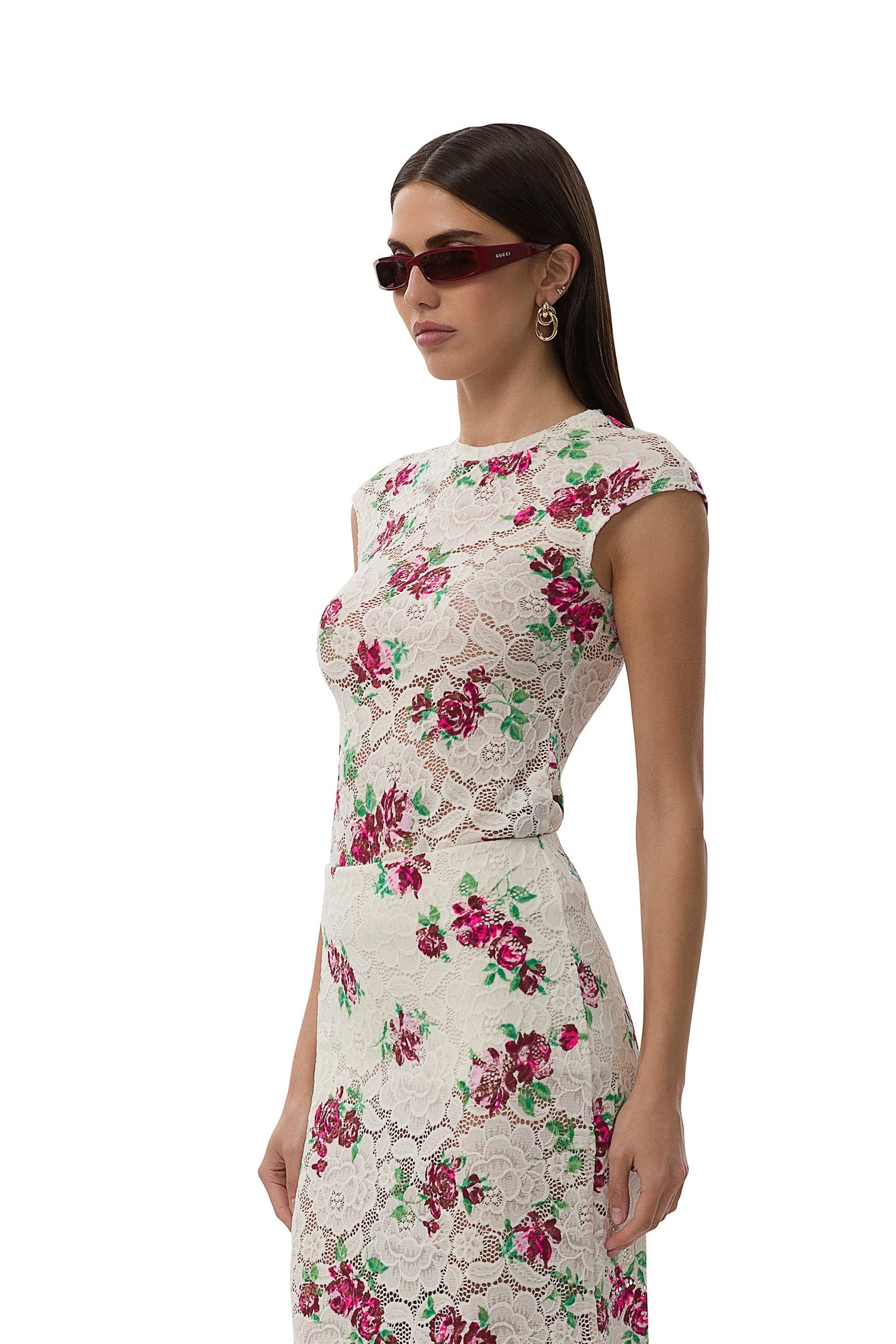 Nina Crochet Lace Top - Romance Rose