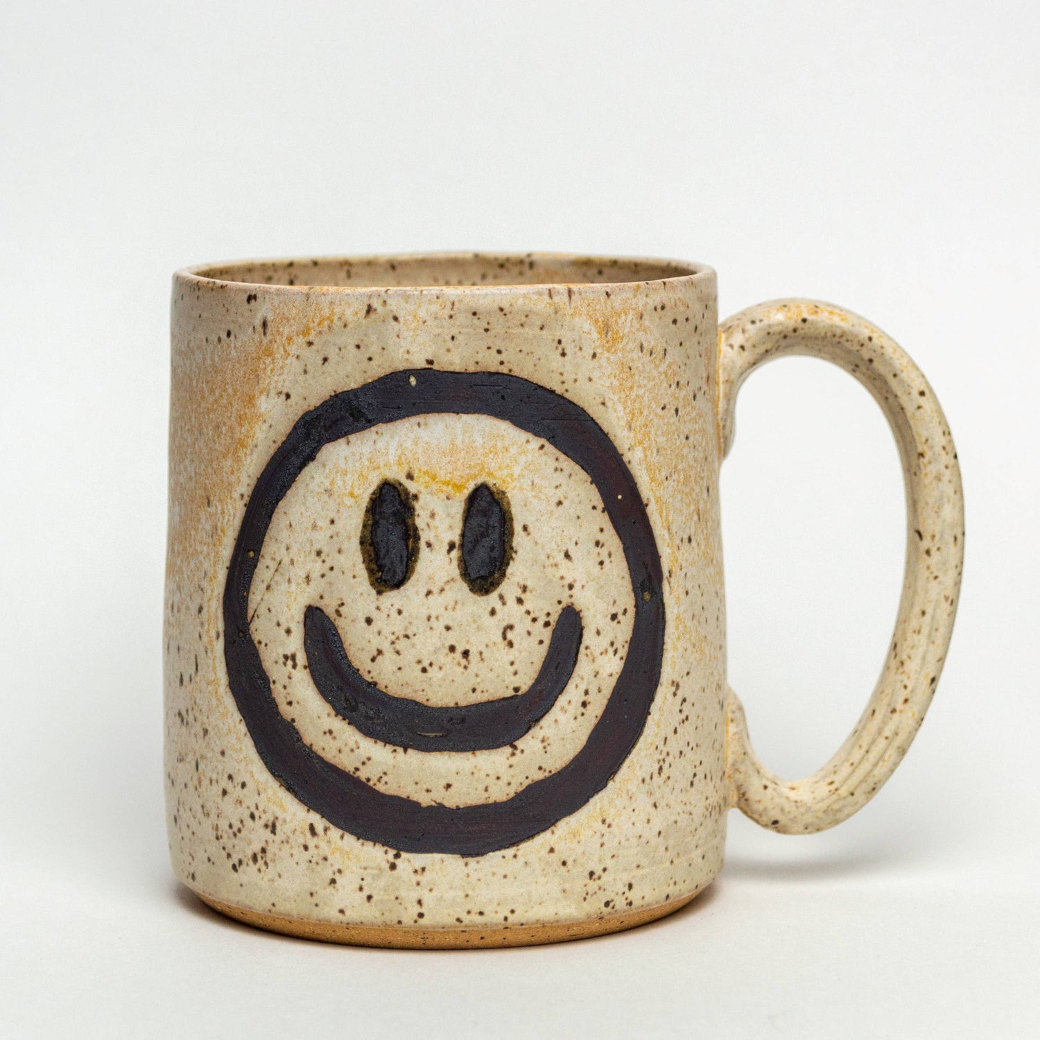 Smiley Face Handmade in Ohio Ceramic Beige 14oz Mug