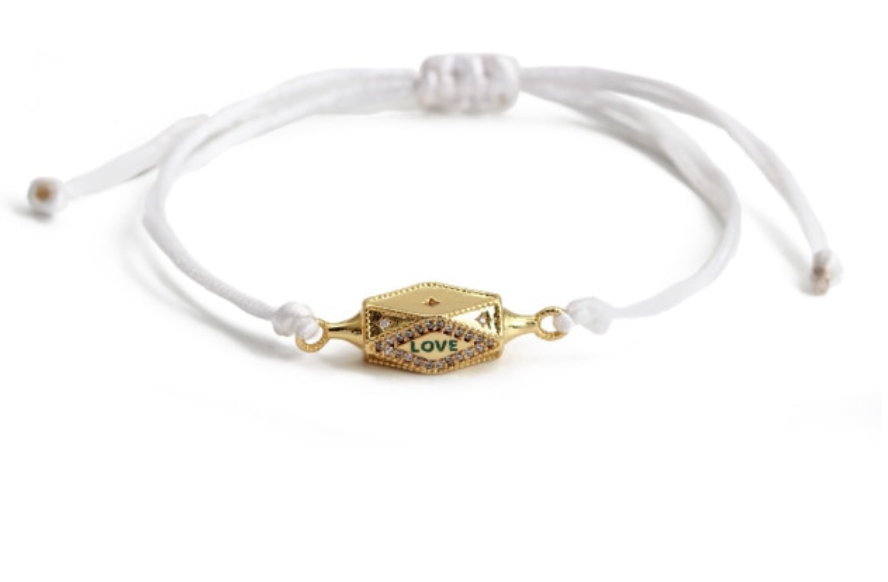 Friendship Bracelet- Enamel Steel, Cord, Slider fit