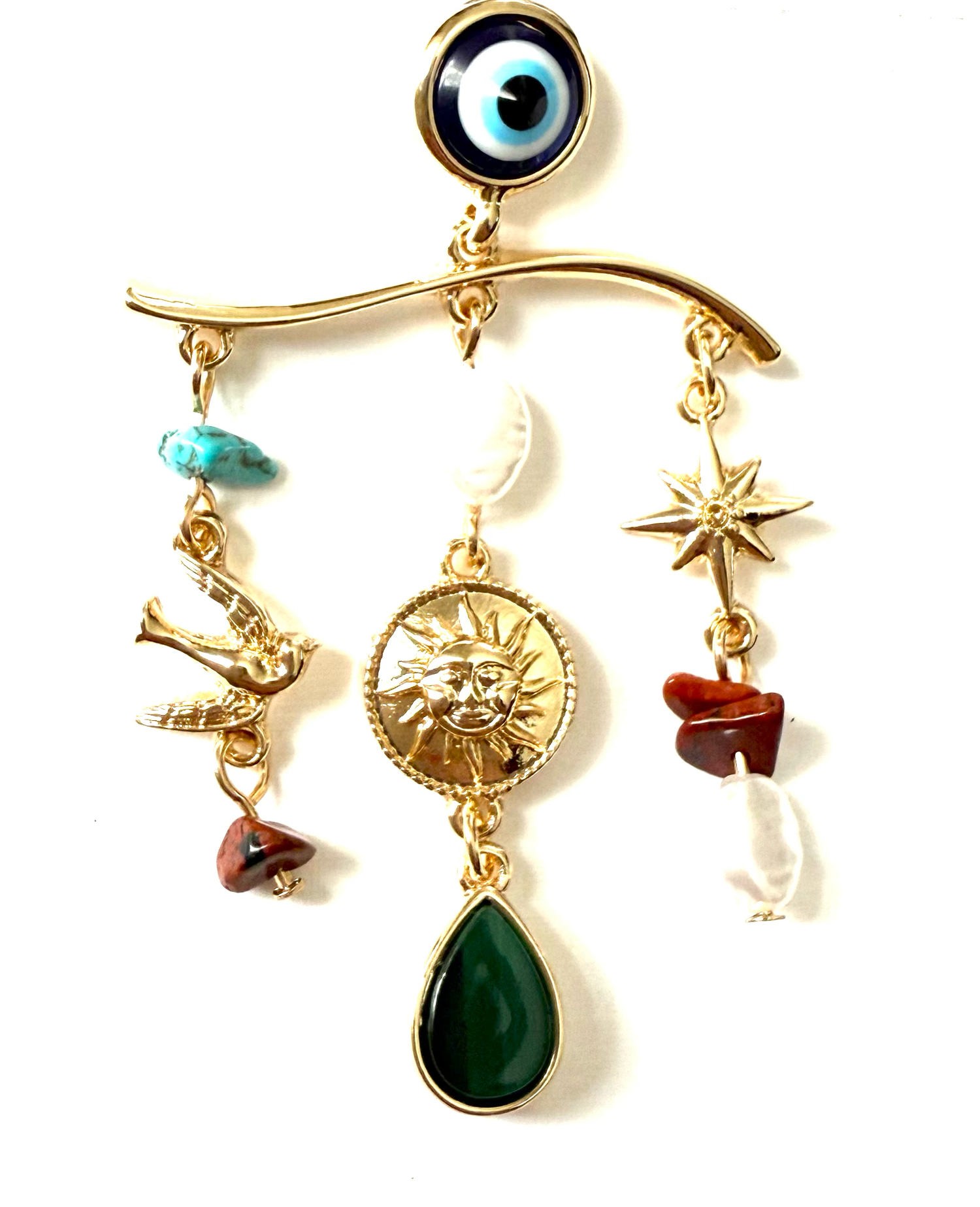 Let Your Sun Shine  Eye Charm Chandelier Earring 14K