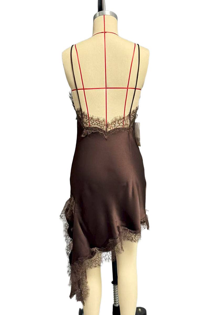 Lace-Trim Asymmetrical Cami Dress