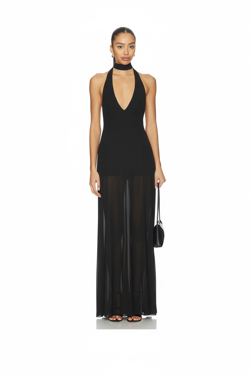 Black Halter Maxi Dress