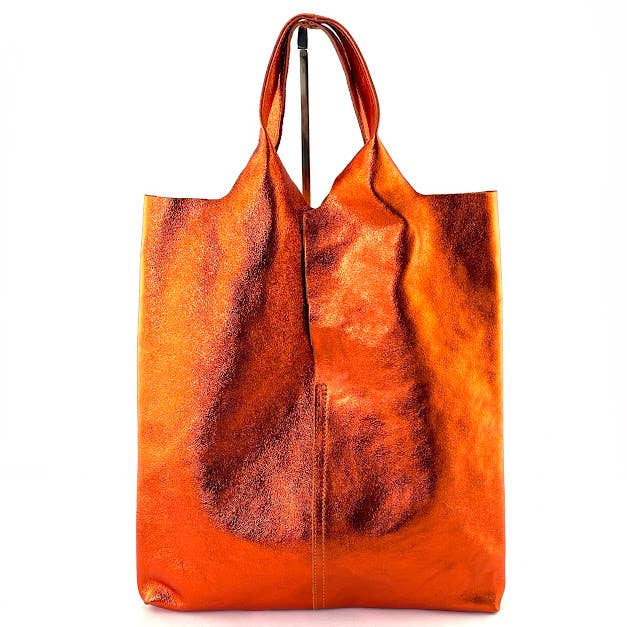 Gigi Metallic Genuine Leather Tote