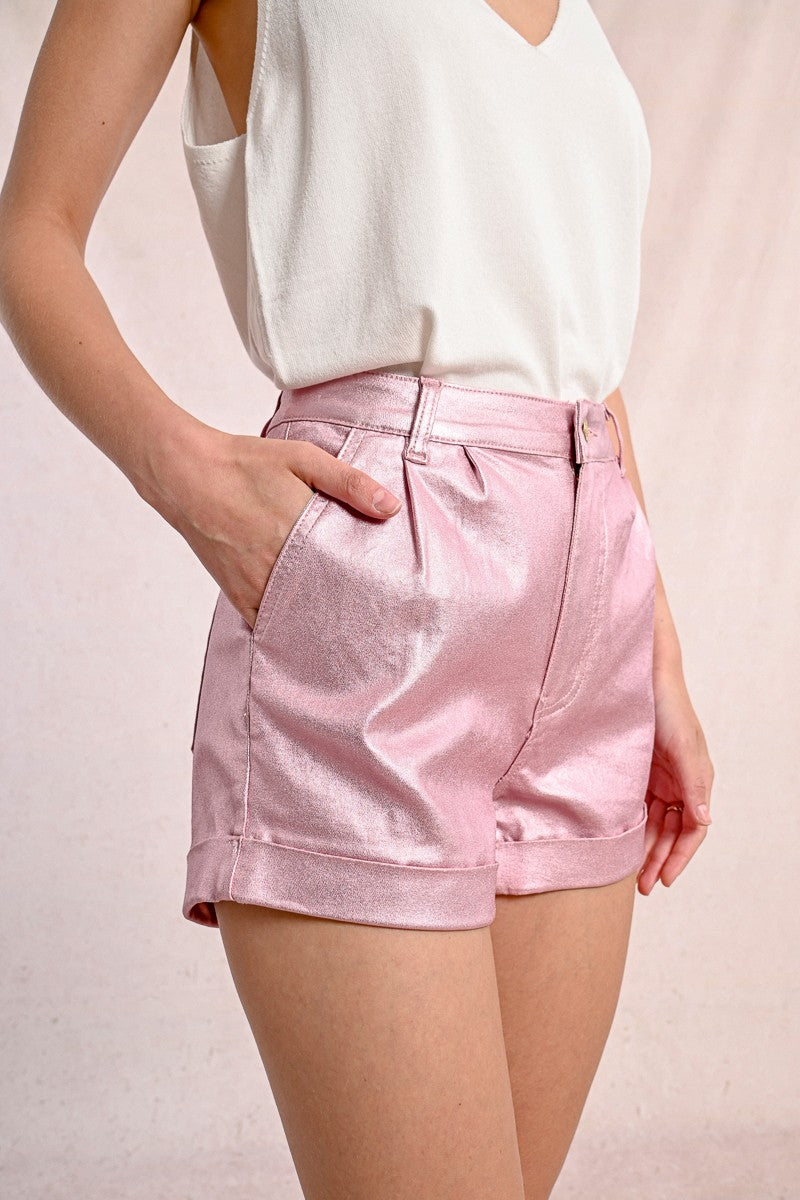 Pink COATED SHORTS