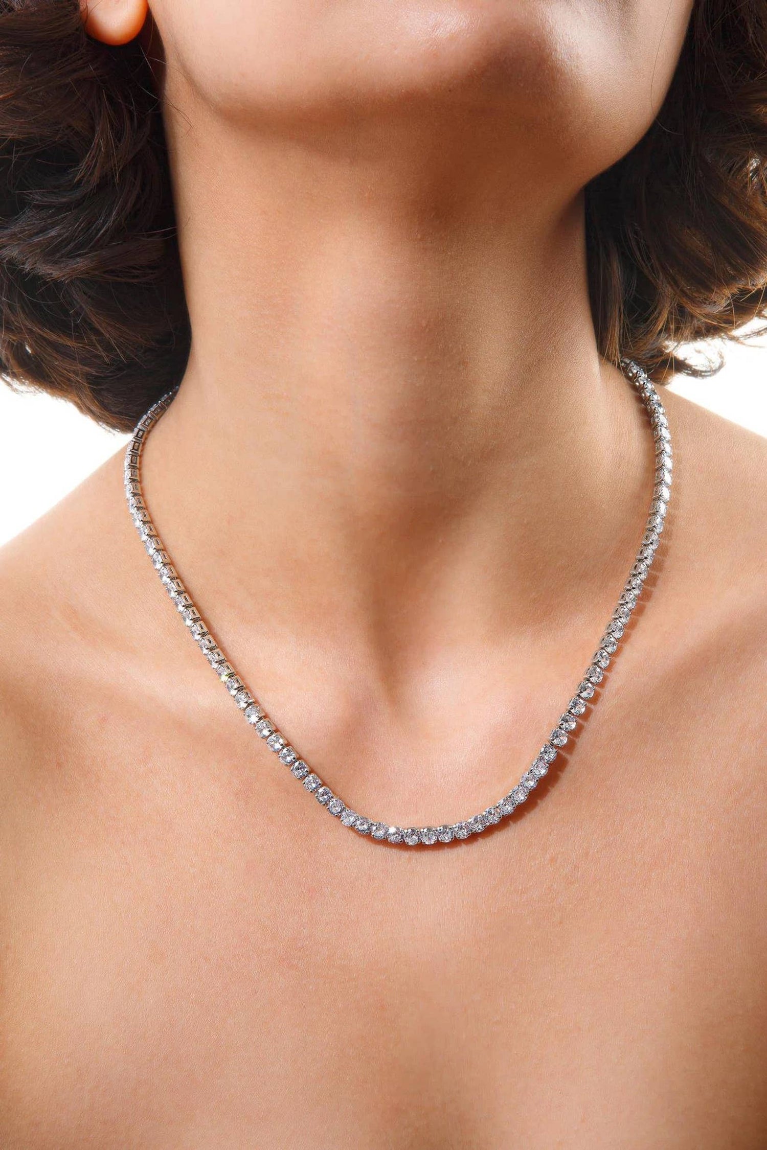 Tennis Necklace. Premium PV plated stainless CZ.