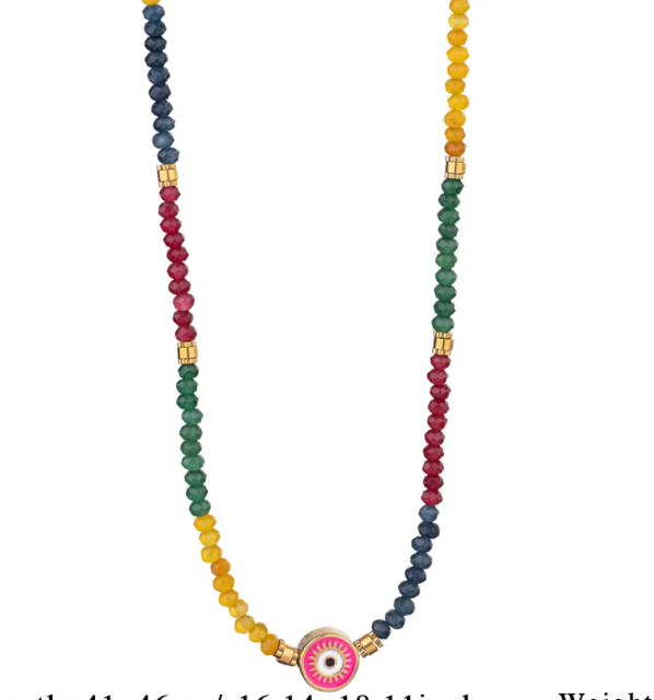 Ikos- Evil Eye enamel on hand beaded Necklace