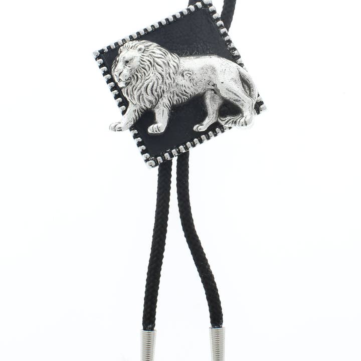 Silver Plate Lion Bolo Tie