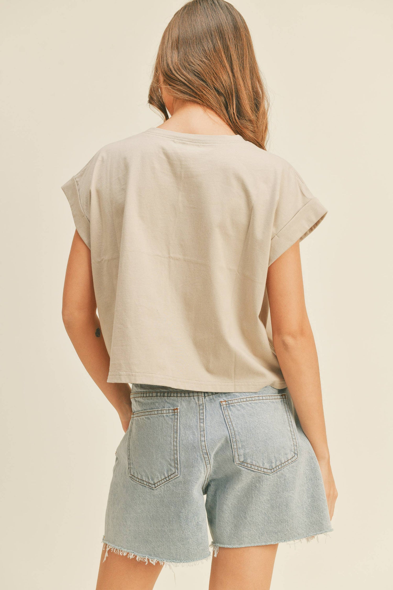 Dylan NECK CUFFED SLEEVE TOP