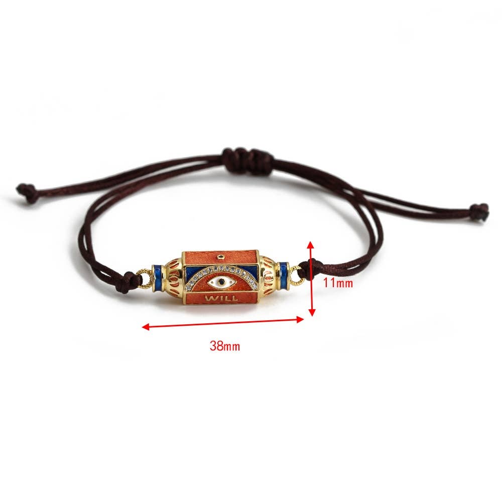Friendship Bracelet- Enamel Steel, Cord, Slider fit