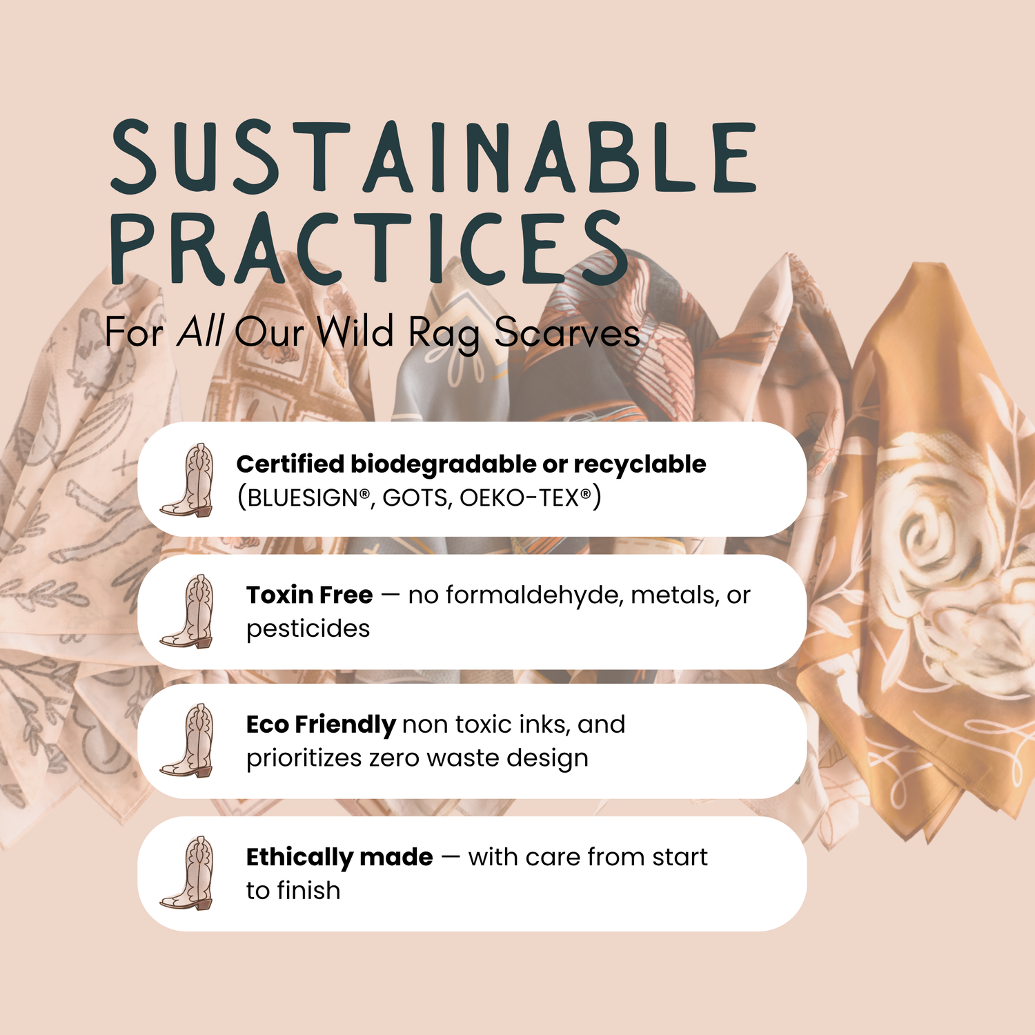 Western Harvest in Deep Juniper Silk Cowgirl Wild Rag Scarf