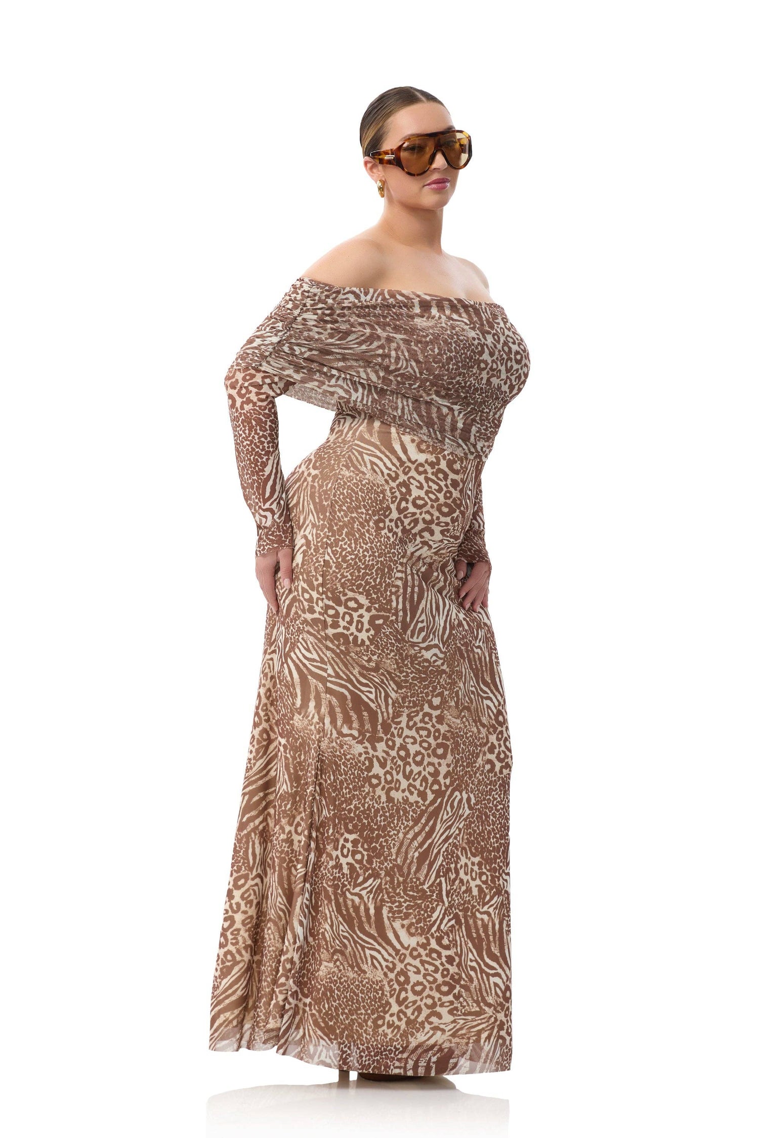 Thelma Dress - Taupe Animal