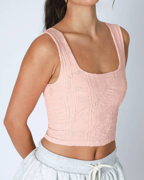 Double Lace Square Crop Top
