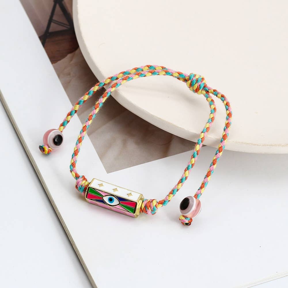 Friendship Bracelet- Enamel Steel, Cord, Slider fit