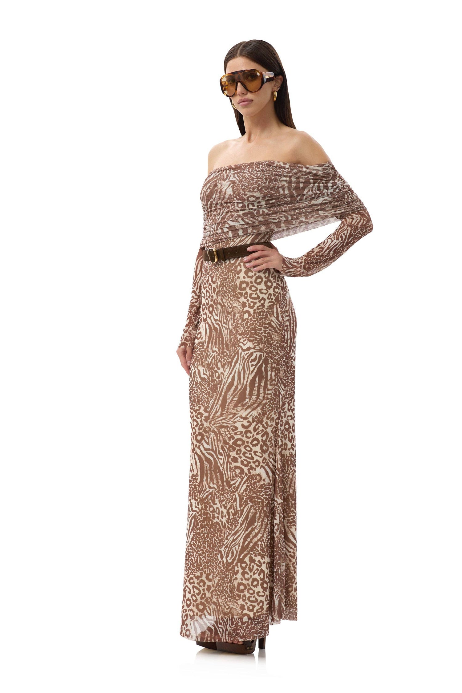 Thelma Dress - Taupe Animal