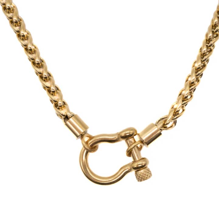 Carabiner Horse Bit- Charm-Wheat Chain Stainless Necklace