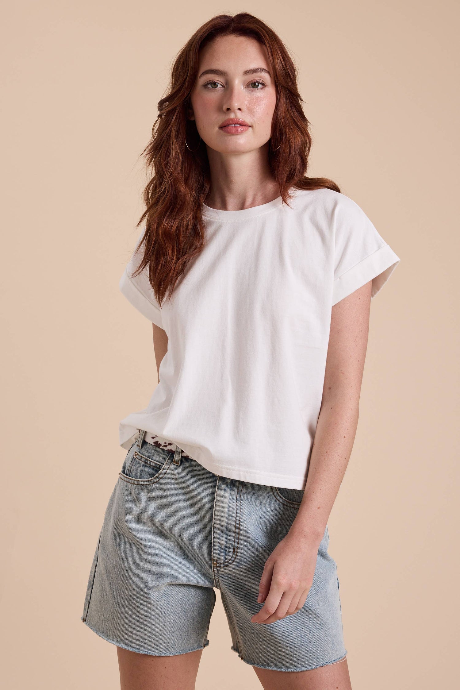 Dylan NECK CUFFED SLEEVE TOP