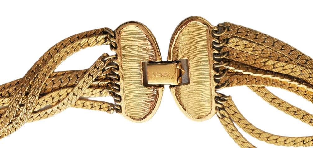 Vintage Signed 8 Layered Gold Toned Chain Necklace