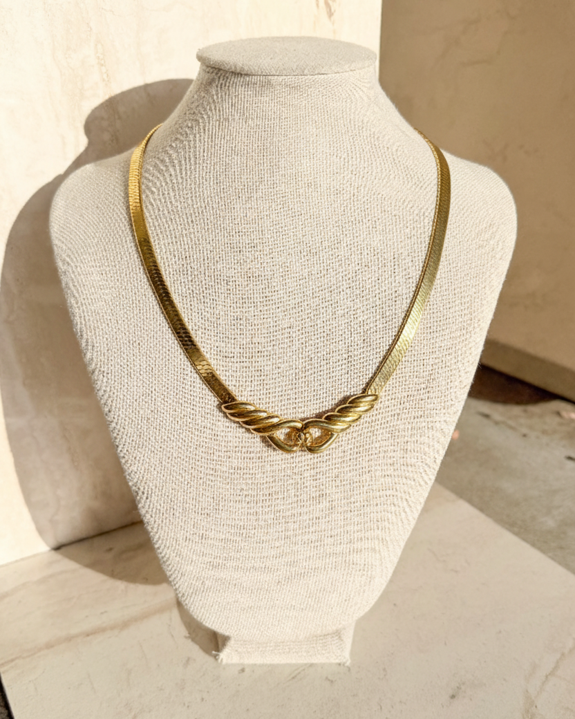 Vintage SIgned Gold Tone Choker Style Necklace
