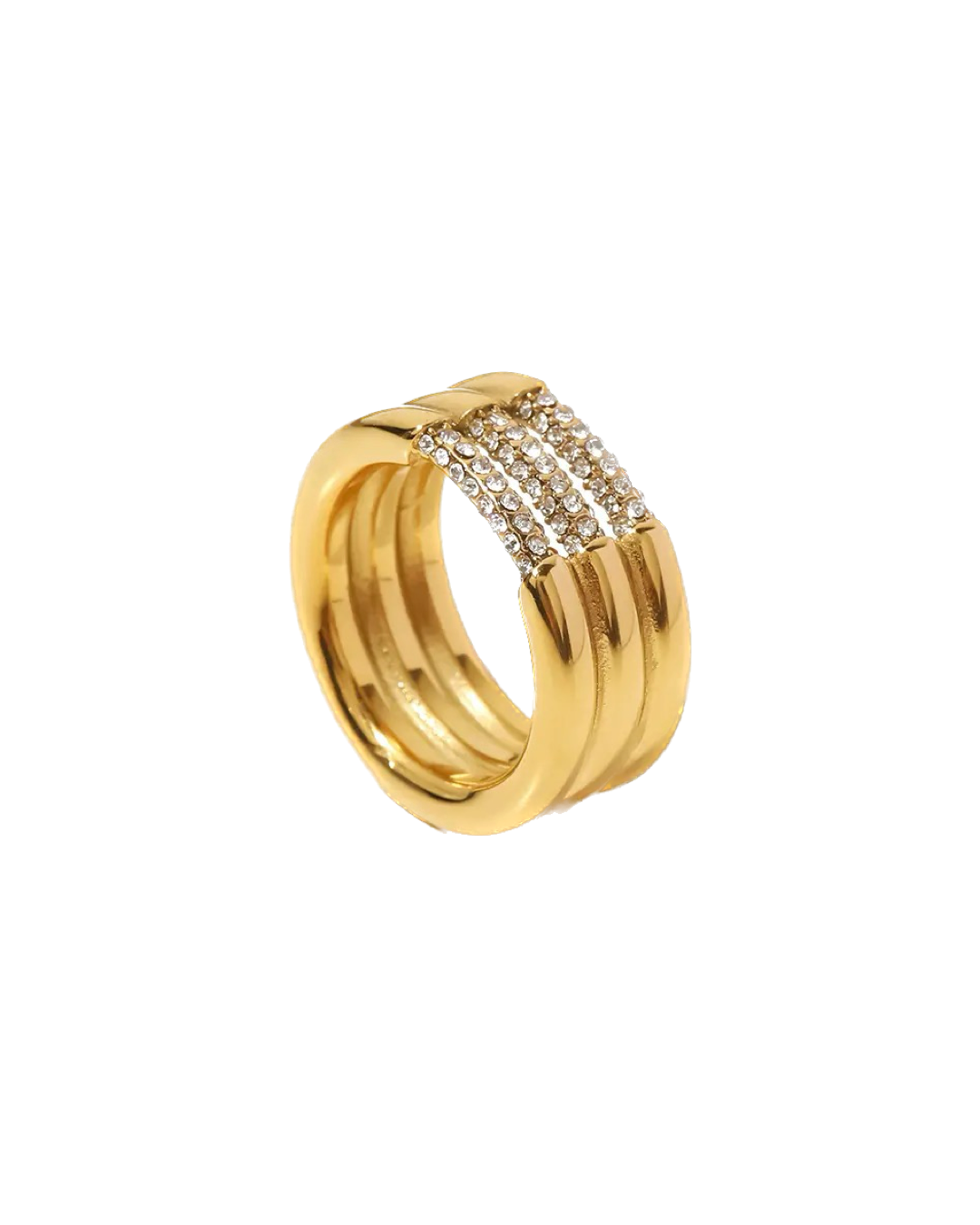 Pavé Channel Ring- Steel 14K
